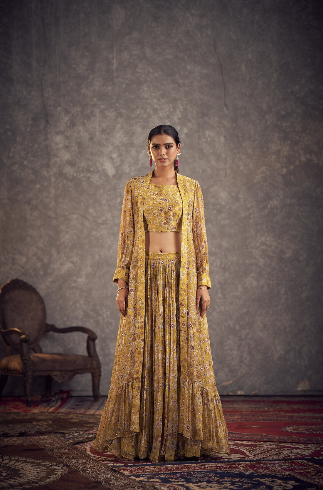 Phulai Printed Jacket Ghaghra Set